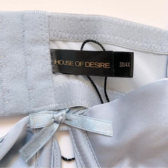 House of Desire Sienna Satin & Lace Bra Blue Romantic Underwire Size 3X/4X NEW - Picture 15 of 16